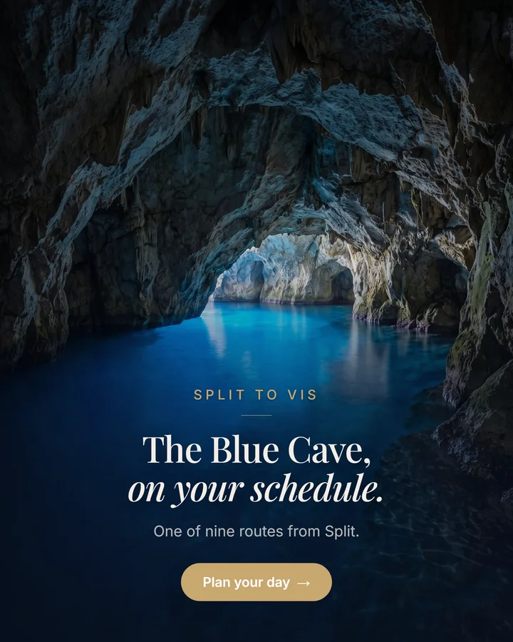 An ad whose background sea-cave scene was generated by a model, with real typography composited over it.